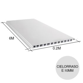 Placa cielorraso PVC interior blanco 10mm x 200mm x 6m
