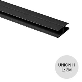 Perfil cielorraso PVC H union rigido negro 25mm x 42mm x 3m