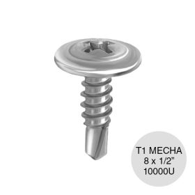 Tornillo autoperforante T1 punta mecha 8 x 1/2" caja x 10000u