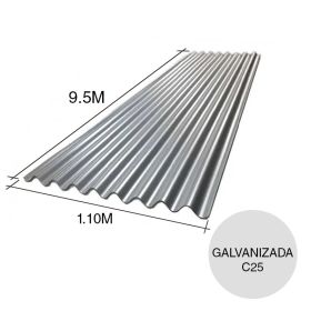 Chapa sinusoidal acanalada galvanizada cubiertas livianas C25 0.5mm x 1.1m x 9.5m