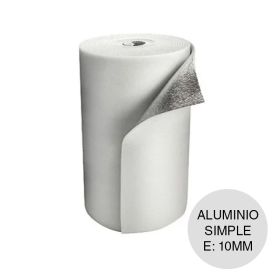 Aislante termico hidrofugo espuma polietileno aluminio simple 10mm x 1m x 20m rollo x 20m²