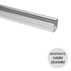 Perfil construccion seco montante 34 / 35 galvanizado moleteado 0.52mm x 34mm x 2600mm